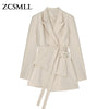 [EAM]  Women Irregular Bandage Spliced Blazer Lapel Long Sleeve Loose Fit Jacket Tide Spring Autumn 2023 TH1083