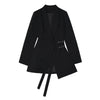 [EAM]  Women Irregular Bandage Spliced Blazer Lapel Long Sleeve Loose Fit Jacket Tide Spring Autumn 2023 TH1083