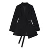 [EAM]  Women Irregular Bandage Spliced Blazer Lapel Long Sleeve Loose Fit Jacket Tide Spring Autumn 20221DA710