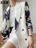 [EAM]  Women Pattern Printed Big Size Blazer Lapel Long Sleeve Loose Fit Jacket Tide Spring Autumn 2023 1DE1723