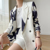 [EAM]  Women Pattern Printed Big Size Blazer Lapel Long Sleeve Loose Fit Jacket Tide Spring Autumn 2022 1DE1723