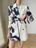 [EAM]  Women Pattern Printed Big Size Blazer Lapel Long Sleeve Loose Fit Jacket Tide Spring Autumn 2023 1DE1723