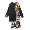 [EAM] Women Pattern Printed Black Irregular Big Size Dress Lapel Long Sleeve Loose Fit Tide Spring Autumn2023 1Y424