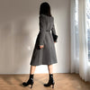 [EAM]  Women Pockets Gray Long Big Size Blazer Notched Long Sleeve Loose Fit  Jacket Tide Spring Autumn 2022 1DD5532