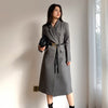 [EAM]  Women Pockets Gray Long Big Size Blazer Notched Long Sleeve Loose Fit  Jacket Tide Spring Autumn 2022 1DD5532