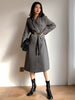 [EAM]  Women Pockets Gray Long Big Size Blazer Notched Long Sleeve Loose Fit  Jacket Tide Spring Autumn 2023 1DD5532