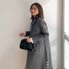 [EAM]  Women Pockets Gray Long Big Size Blazer Notched Long Sleeve Loose Fit  Jacket Tide Spring Autumn 2022 1DD5532