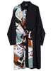 [EAM] Women Print Pattern Spliced Bandage Big Size Dress Lapel Long Sleeve Loose Fit Tide Spring Autumn 2023 1DD3632