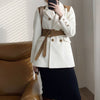 [EAM]  Women Pu Leather White Big Size Blazer Notched Collar Long Sleeve Loose Fit Jacket Spring Autumn 2022 1DD3343