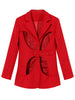 [EAM]  Women Red Hollow Out Casual Blazer Lapel Long Sleeve Loose Fit Jacket Tide Spring Autumn 2023 1DE5109