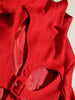[EAM]  Women Red Hollow Out Casual Blazer Lapel Long Sleeve Loose Fit Jacket Tide Spring Autumn 2023 1DE5109