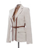 [EAM]  Women Split Pu Leather Brief Short Blazer Lapel Long Sleeve Loose Fit  Jacket Tide Spring Autumn 2023 1K458
