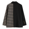 [EAM]Women Vintage Black Plaid Stitching Blazer Lapel Long Sleeve Loose Fit  Jacket Tide Spring Autumn 2022 1DA745