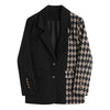 [EAM]Women Vintage Black Plaid Stitching Blazer Lapel Long Sleeve Loose Fit  Jacket Tide Spring Autumn 2022 1DA745