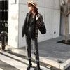 [EAM]Women Vintage Black Plaid Stitching Blazer Lapel Long Sleeve Loose Fit  Jacket Tide Spring Autumn 2022 1DA745
