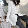 [EAM]  Women White Asymmetrical Pocket Big Size Blazer Lapel Long Sleeve Loose Fit Jacket Spring Autumn 2022 1DD5974