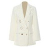 [EAM]  Women White Colorful Button Casual Blazer Lapel Long Sleeve Loose Fit Jacket Tide Spring Autumn 2023 1DF0699