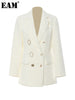 [EAM]  Women White Colorful Button Casual Blazer Lapel Long Sleeve Loose Fit Jacket Tide Spring Autumn 2023 1DF0699