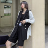 [EAM]  Women White Contrast Color Big Size Blazer Lapel Long Sleeve Loose Fit Jacket Tide Spring Autumn 2022 1DE2182