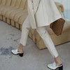 [EAM]  Women White Hem Slit Big Size Blazer Lapel Long Sleeve Loose Fit Jacket Tide Spring Autumn 2023 1DF0022