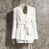 [EAM]  Women White Knot Split Joint Irregular Blazer Lapel Long Sleeve Loose Fit  Jacket Spring Autumn 2022 1X343