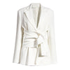 [EAM]  Women White Knot Split Joint Irregular Blazer Lapel Long Sleeve Loose Fit  Jacket Spring Autumn 2022 1X343
