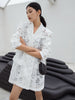[EAM]  Women White Lace Big Size Long Blazer Lapel Long Sleeve Loose Fit Jacket Tide Spring Autumn 2023 1DF0021