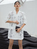 [EAM]  Women White Lace Big Size Long Blazer Lapel Long Sleeve Loose Fit Jacket Tide Spring Autumn 2023 1DF0021