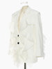 [EAM]  Women White Pleated Irregular Elegant Blazer Lapel Long Sleeve Loose Fit Jacket Spring Autumn 2023 1DE7885