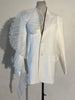 [EAM]  Women White Ruffles Big Size Blazer Lapel Long Sleeve Loose Fit Jacket Tide Spring Autumn 2023 1DE3921