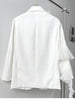 [EAM]  Women White Ruffles Big Size Blazer Lapel Long Sleeve Loose Fit Jacket Tide Spring Autumn 2023 1DE3921