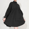 [EAM] Women White Ruffles Big Size Shirt Dress Stand Collar Long Sleeve Loose Fit Spring Autumn 2023 1B89101