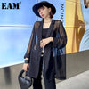 [EAM]  Women White Thin Perpective Big Size Blazer Lapel Long Sleeve Loose Fit Jacket Spring Summer 2022 1DD9482