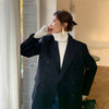 [EAM]  Women Woolen Double Breasted Blazer Notched Long Sleeve Loose Fit  Jacket Tide  Autumn Winter 2022 1DD7115