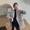 [EAM]  Women Woolen Double Breasted Blazer Notched Long Sleeve Loose Fit  Jacket Tide  Autumn Winter 2022 1DD7115