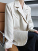 [EAM]  Women Yellow Beige Shaped Big Size Blazer Lapel Long Sleeve Loose Fit Jacket Tide Spring Autumn 2023 1DF0112