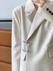 [EAM]  Women Yellow Beige Shaped Big Size Blazer Lapel Long Sleeve Loose Fit Jacket Tide Spring Autumn 2023 1DF0112
