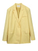 [EAM]  Women Yellow Brief Big Size Casual Blazer Lapel Long Sleeve Loose Fit Jacket Tide Spring Autumn 2023 1DE0153