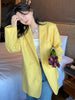 [EAM]  Women Yellow Brief Big Size Casual Blazer Lapel Long Sleeve Loose Fit Jacket Tide Spring Autumn 2023 1DE0153