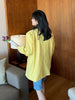 [EAM]  Women Yellow Brief Big Size Casual Blazer Lapel Long Sleeve Loose Fit Jacket Tide Spring Autumn 2023 1DE0153
