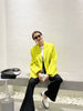 [EAM]  Women Yellow Ribbon Big Size Blazer Lapel Long Sleeve Loose Fit Jacket Tide Spring Autumn 2023 1DE8236