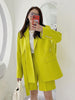 [EAM]  Women Yellow Ribbon Big Size Blazer Lapel Long Sleeve Loose Fit Jacket Tide Spring Autumn 2023 1DE8236