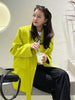 [EAM]  Women Yellow Ribbon Big Size Blazer Lapel Long Sleeve Loose Fit Jacket Tide Spring Autumn 2023 1DE8236