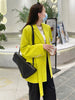 [EAM]  Women Yellow Ribbon Big Size Blazer Lapel Long Sleeve Loose Fit Jacket Tide Spring Autumn 2023 1DE8236