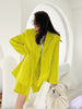 [EAM]  Women Yellow Ribbon Big Size Blazer Lapel Long Sleeve Loose Fit Jacket Tide Spring Autumn 2023 1DE8236