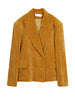[EAM]  Women Yellow Velvet Big Size Casual Blazer Lapel Long Sleeve Loose Fit Jacket Tide Spring Autumn 2023 1DE4414