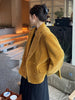 [EAM]  Women Yellow Velvet Big Size Casual Blazer Lapel Long Sleeve Loose Fit Jacket Tide Spring Autumn 2023 1DE4414