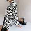 [EAM]  Women Zebra Pattern Big Size Blazer Lapel Long Sleeve Loose Fit  Jacket Tide Spring Autumn 2022 1DB329