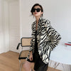 [EAM]  Women Zebra Pattern Big Size Blazer Lapel Long Sleeve Loose Fit  Jacket Tide Spring Autumn 2022 1DB329