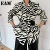 [EAM]  Women Zebra Pattern Big Size Blazer Lapel Long Sleeve Loose Fit  Jacket Tide Spring Autumn 2022 1DB329